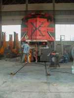 FXE SD70ACe Locomotive being repaired